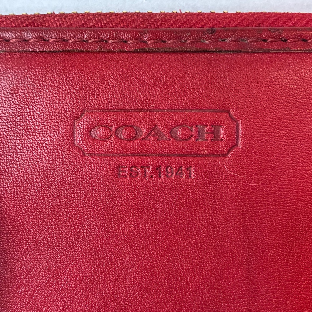 Coach Zoe Red Leather Wallet Soho Double Buckle Zip Around Y2K Clutch 8" - Picture 2 of 16